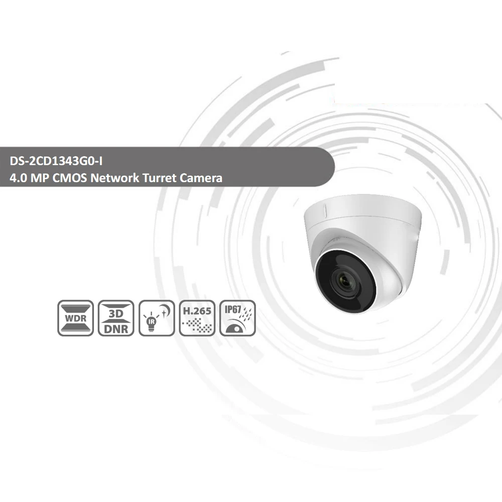 Hikvision DS-2CD1343G0-I POE камера видеонаблюдения 4MP ИК купольная камера 30 м ИК IP67 H.265+ 3D DNR