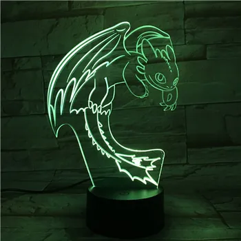 

How to Train Your Dragon Night Light LED 3D Illusion USB Touch Sensor RGBW Child Kids Gift Night Fury Table Lamp Desk Decoration