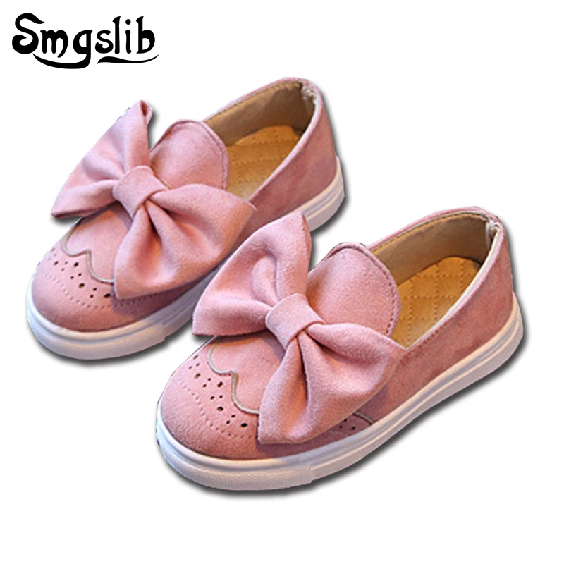 

Kids Shoes Pink Girls Sneakers Children Leather Shoes Big Bowknot Sneakers Sweet Princess Party Toddler Casual Soft Flat Shoes