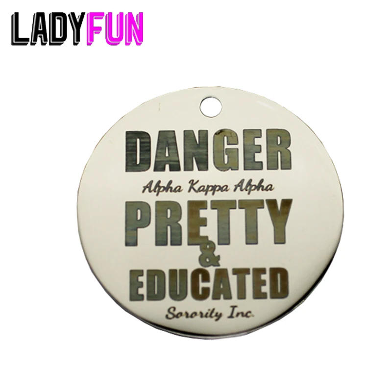 

"DANGER PRETTY & EDUCATED AKA " Stainless Steel Charms 25mm High Polish Mirror Surface Jewelry Pendant Tag 20pcs