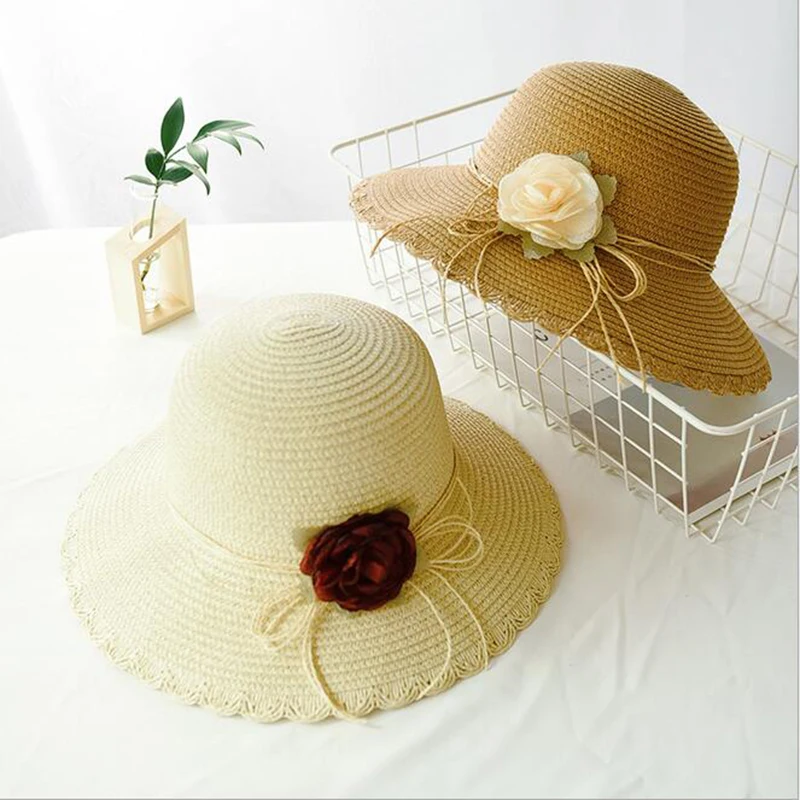 

SUOGRY 2018 Summer New Hot Fashion Female Casual Straw Simple Classic Hats Caps Women Korean Folding Flower Beach Sun Hats