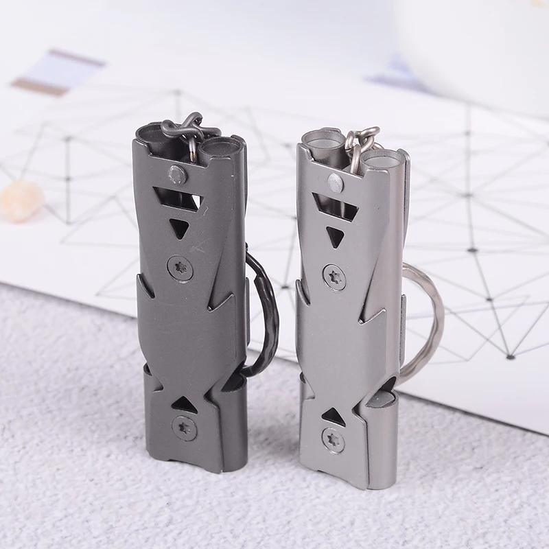 

Stainless Steel Outdoor Emergency Survival Whistle Keychain 150db Double Pipe High Decibel Camping HIking Keychain Whistle