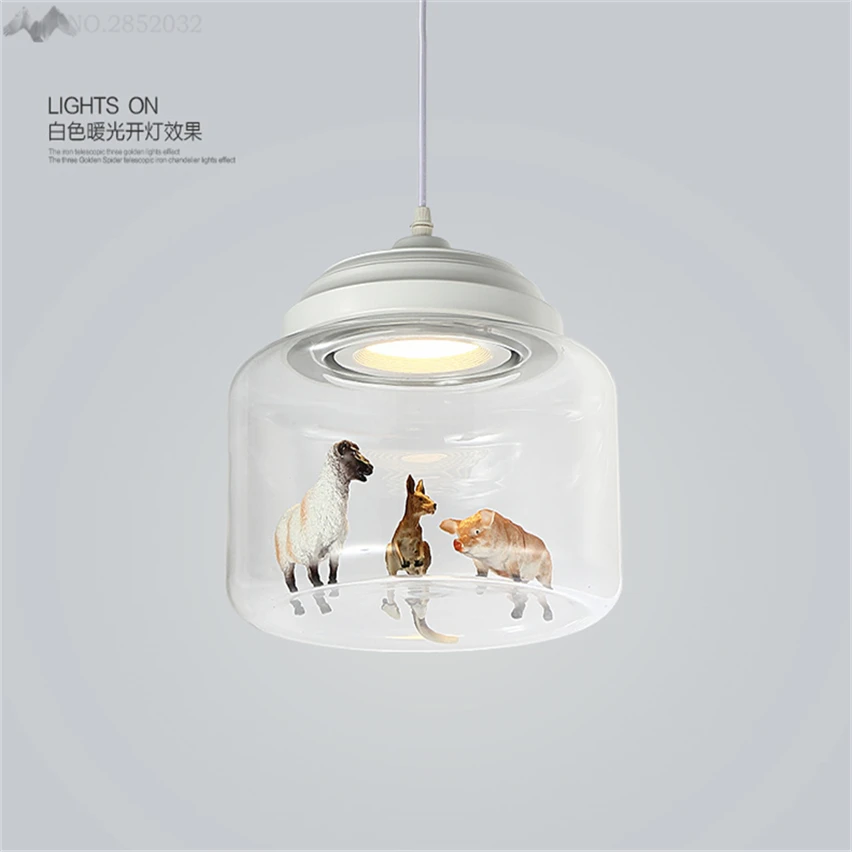 Современный Стеклянный светодиодный подвесной светильник, люстра в скандинавском стиле, современный минималистичный светильник в виде животных, подвесные лампы для спальни, столовой - Цвет корпуса: A