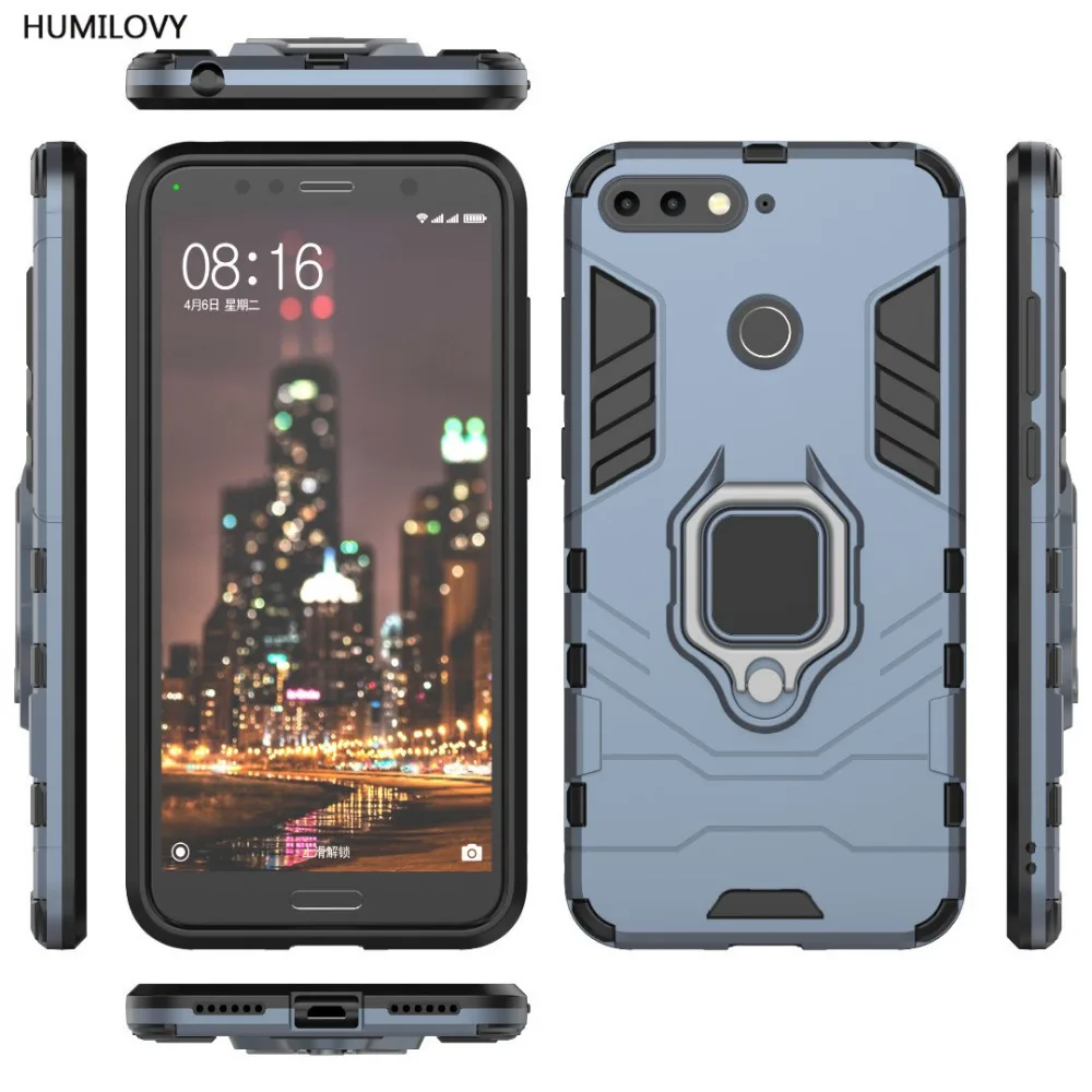 Чехол для Huawei Honor 7A Pro чехол Y6 Prime 2018 с кольцом пальца противоударный защитный |