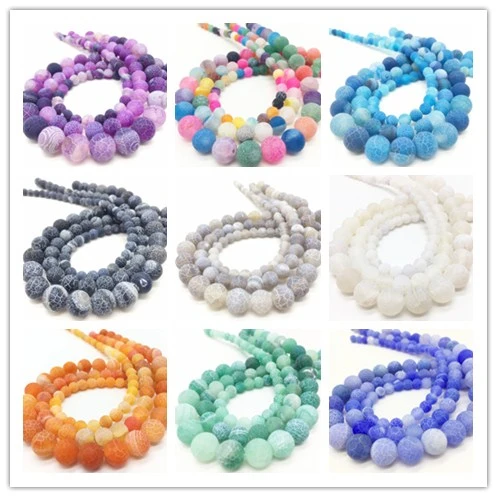 

Wholesale 15 inch 4/6/8/10mm Frosted Agates Onyx Round Loose Beads For Jewelry Making Diy Bracelet