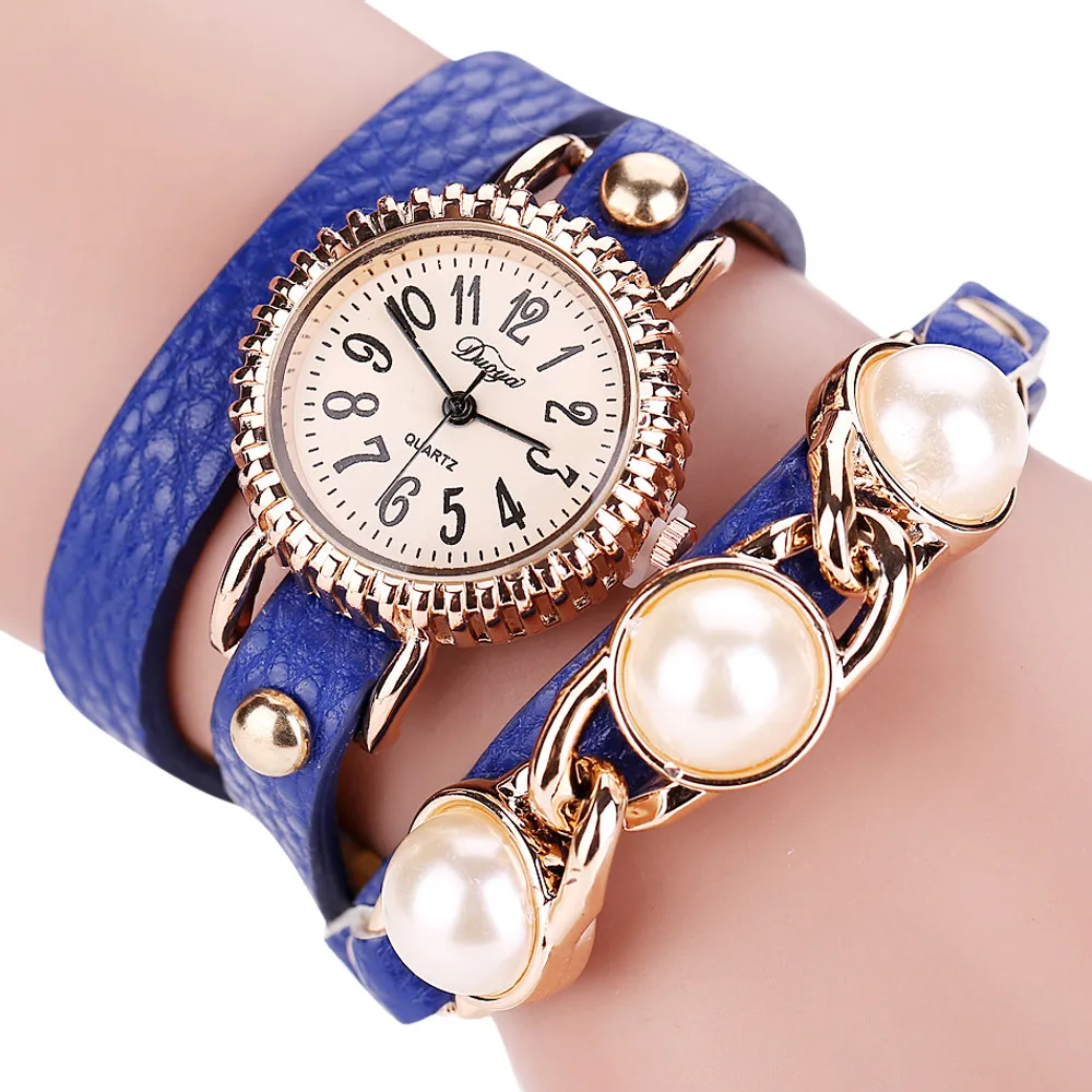 Duoya Женская мода Повседневный Браслет En Cuir Montre-Bracelet Femmes Robe relogio feminino жемчужные часы horloges женские часы B30