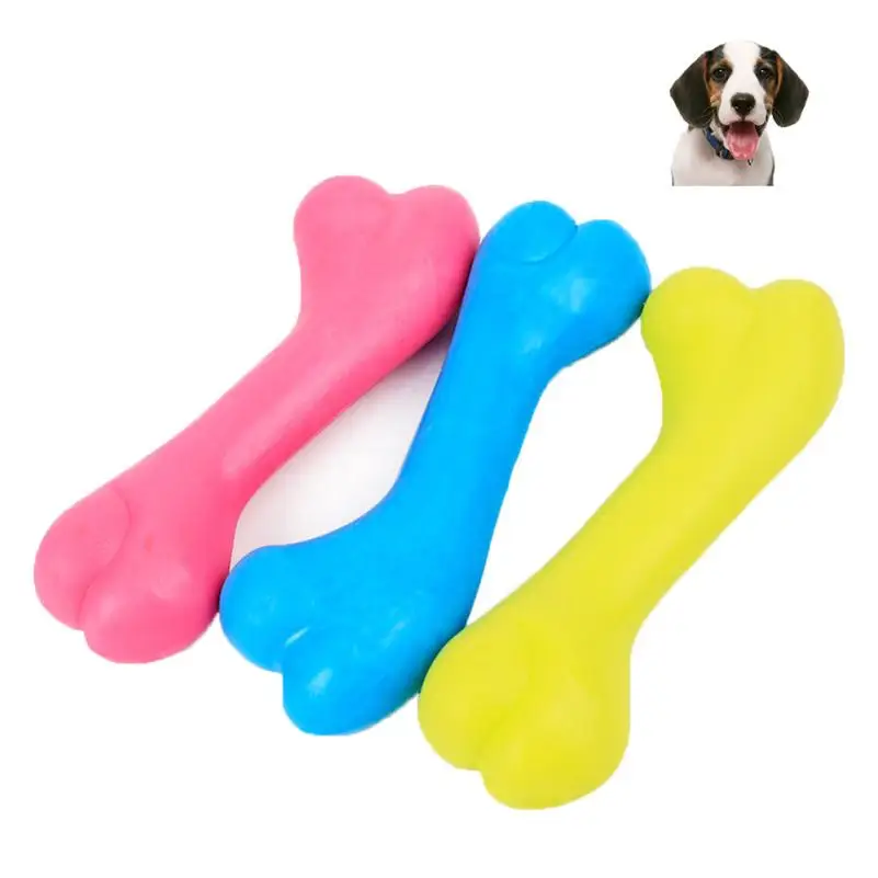 1PC Rubber Bone Pet Dog Chew Squeaky Toys Interactive For Puppy Dog 2JY12in Dog Toys from Home