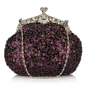 

Solid Beading Hobos Bag Shiny Sequined Woman Evening Bag Luxurious Clutch Handbag Wallet Retro Old Shanghai Style with Cheongsam