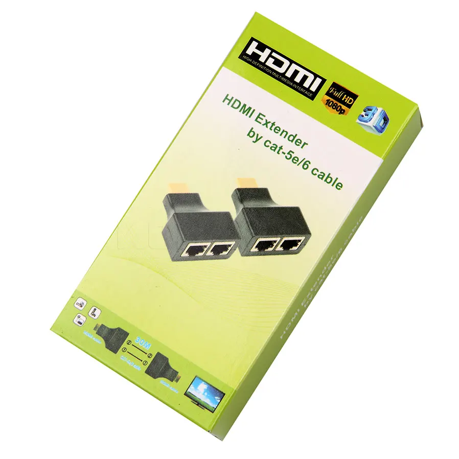 Kebidu HDMI двойной RJ45 CAT5E CAT6 UTP LAN Ethernet удлинитель Ретранслятор адаптер до 30 метров Full HD