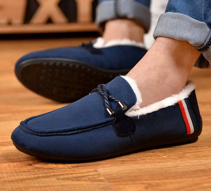 

New Brand Loafers Men Faux Suede Casual Shoes Winter High Quality Adult Slip on Moccasins Man Zapatos Hombre Male Footwear
