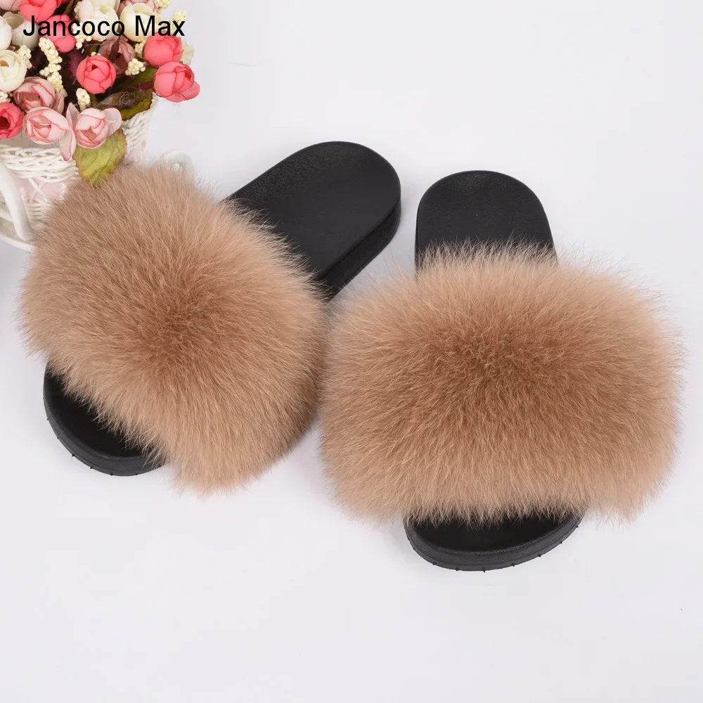 Achat 2018 Nouvelle Dame Réel Renard Fourrure Pantoufles Femmes Mode Sliders Printemps Eté Automne Fourrure Diapositives Intérieur Extérieur Plat S60GLOves18