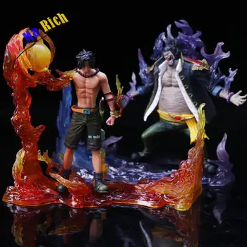 

2pcs/set Anime One Piece Ace Vs Teach Action Figure 14-17m