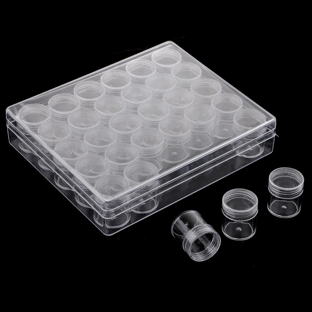 30 Slots Clear Jewelry Beads Container Makeup Cosmetic Organizer Storage Box