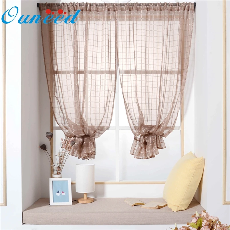 

Ouneed tulle curtains for bedroom Solid Color Window Curtains With lace Lattice Window Treatment Panels Door Drape*30 GIFT 2017