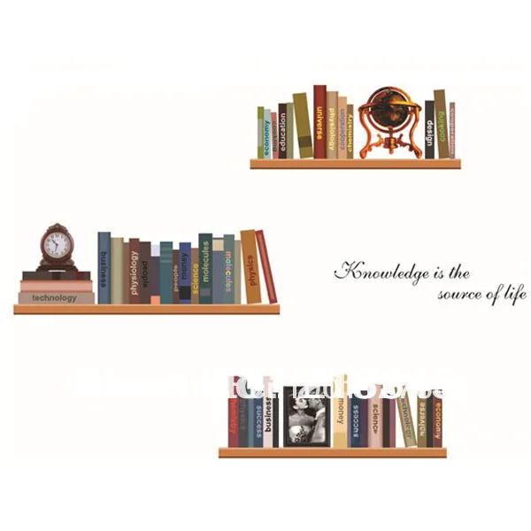 [Fundecoration] diy винтажный домашний декор креативные книжные полки настенные наклейки