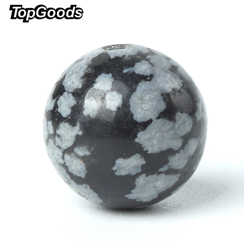 

TopGoods Natural Gemstone Beads Snowflake Stone Loose Rosary Beads 4/6/8/10mm 15" Round Alabaster Stone For Bracelet Making