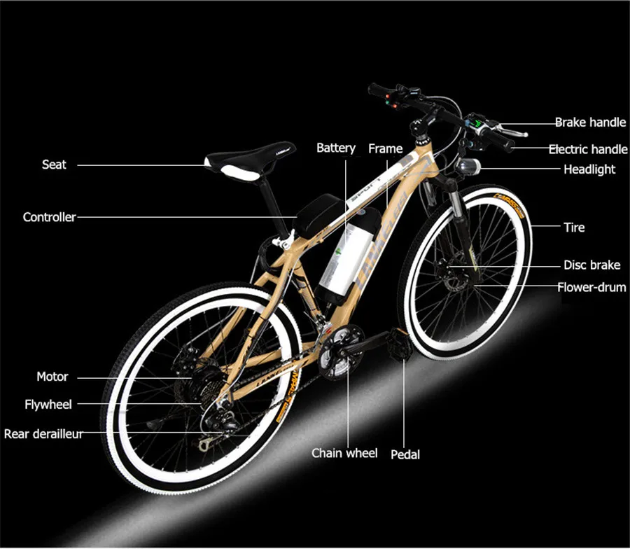 Discount LANKELEISI electric bicycle 26 inch 36/48V Aluminum Alloy lithium electric bike adult mountain bike 12