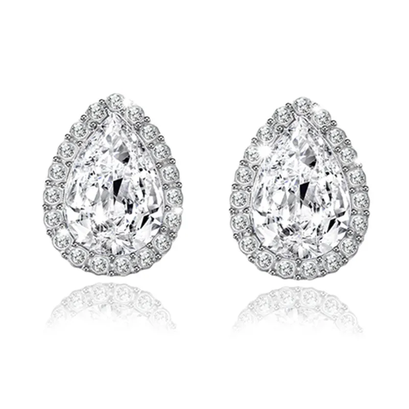 

2017 Fashion Exquisite Color Splinter Round Earrings Stone Pear Shape Cubic Zircon Crystal Stud Earrings for Women E0251