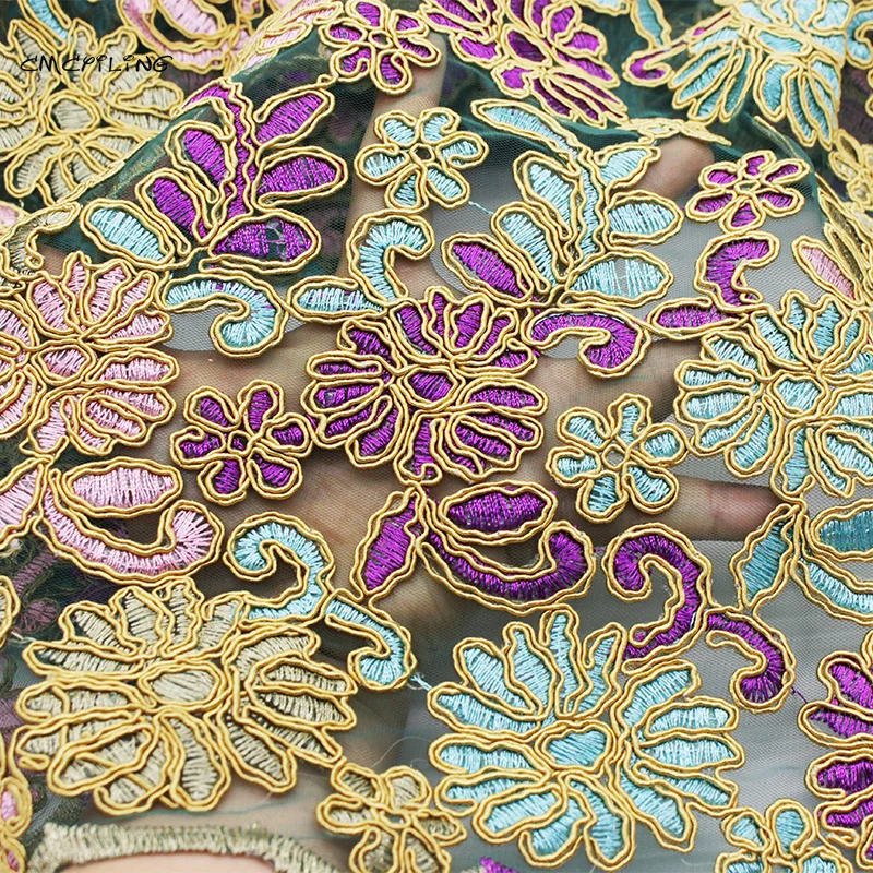 Embroidered Gauze Fabric Embroidered Flower Fabrics Tissu Sewing Dress African Lace Textile