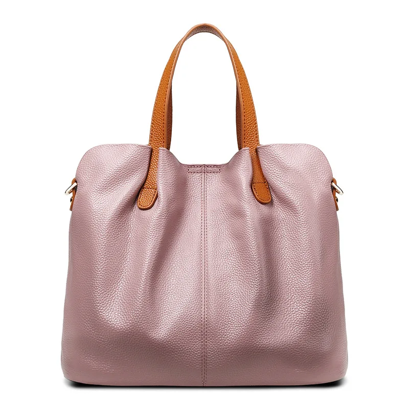 SENDEFN, женская сумка, известный бренд, натуральная кожа, роскошная сумка на плечо, Большая вместительная сумка через плечо, Женская Повседневная Сумка-тоут - Цвет: Taro purple