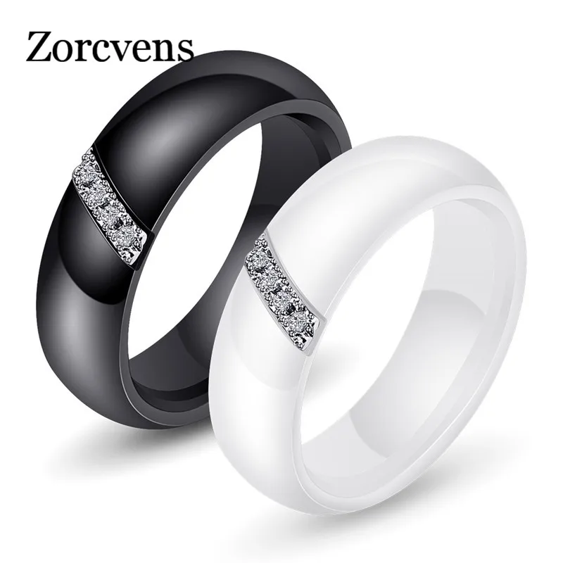 Zorcvens Bagues En Céramique Blanche Et Noire Pour Femmes, Anneau De Fiançailles De Mariage En
