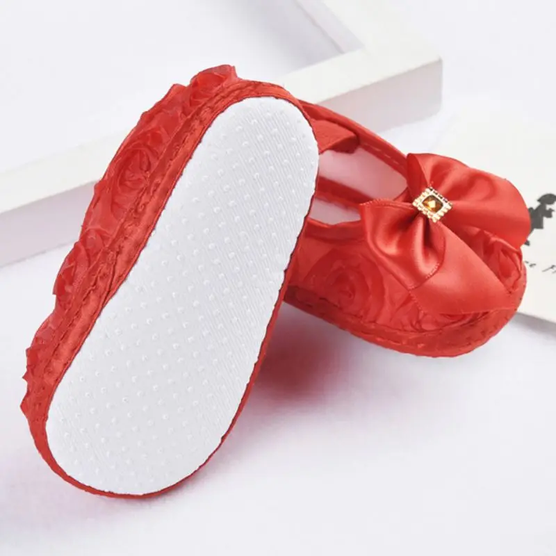 Girls Flowers Bow Baby Toddler Shoes 11cm 12cm 13cm Spring Autumn Children Footwear First Walkers