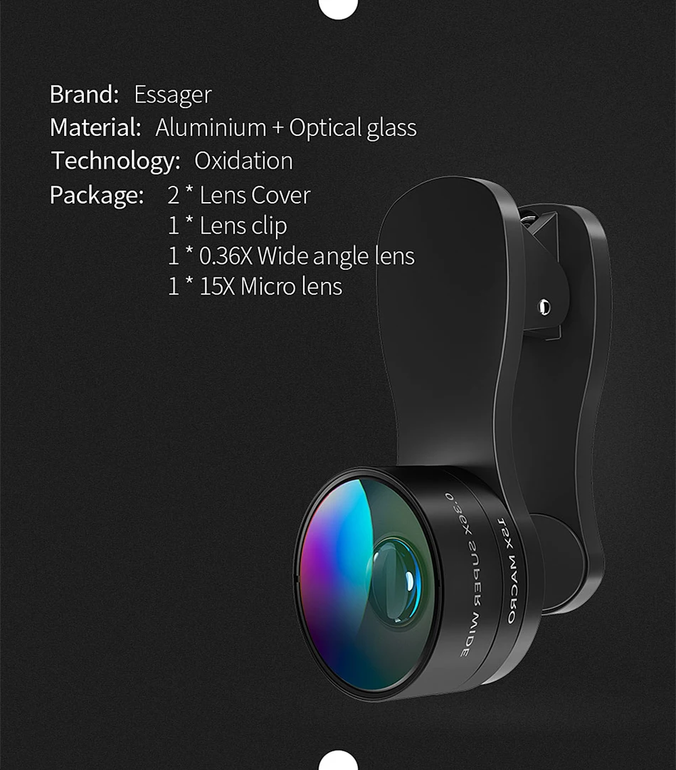 Essager телефон объектив камеры широкий угол 15X макрообъектив комплект для iPhone samsung мобильный зум объектив для смартфонов Объективы для мобильных телефонов