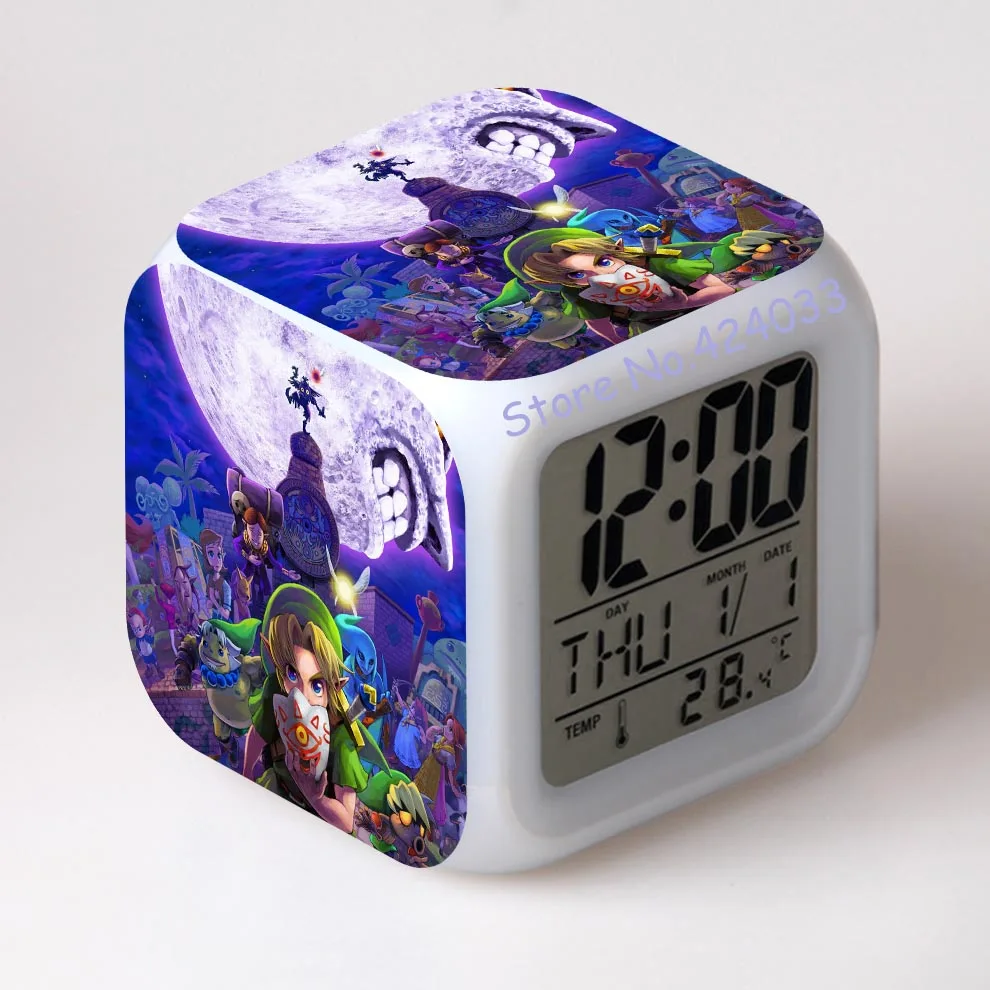 

Zelda digital clock Square ccolor changing despertador watch LED single face american style alarm clocks