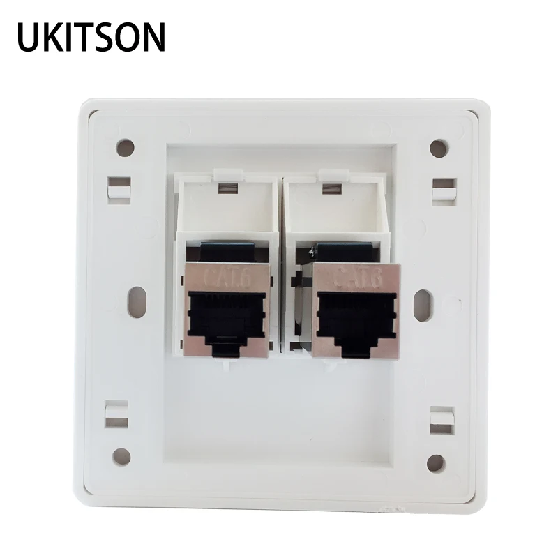 

2 Ports RJ45 Connector Wall Panel Faceplate Shielded CAT6 Keystone Plug