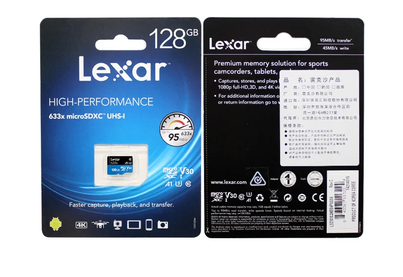 Lexar TF карты 256 ГБ Micro SD карты 128 ГБ Флэш-карта памяти 32 Гб 64 Гб Макс 95 МБ/с. SDXC карты памяти SDHC карты для Gopro DJI nintendo переключатель