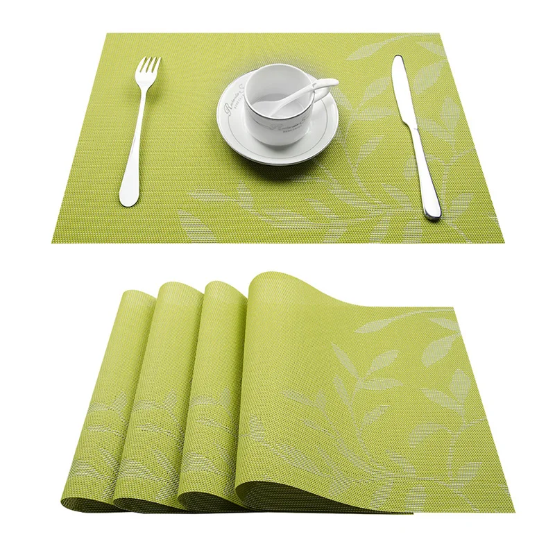 Top Finel Set of 4 PVC Flower Pattern Placemats for Dining Table Runner Linens Place Mat in Kitchen Accessories Cup Wine Mat