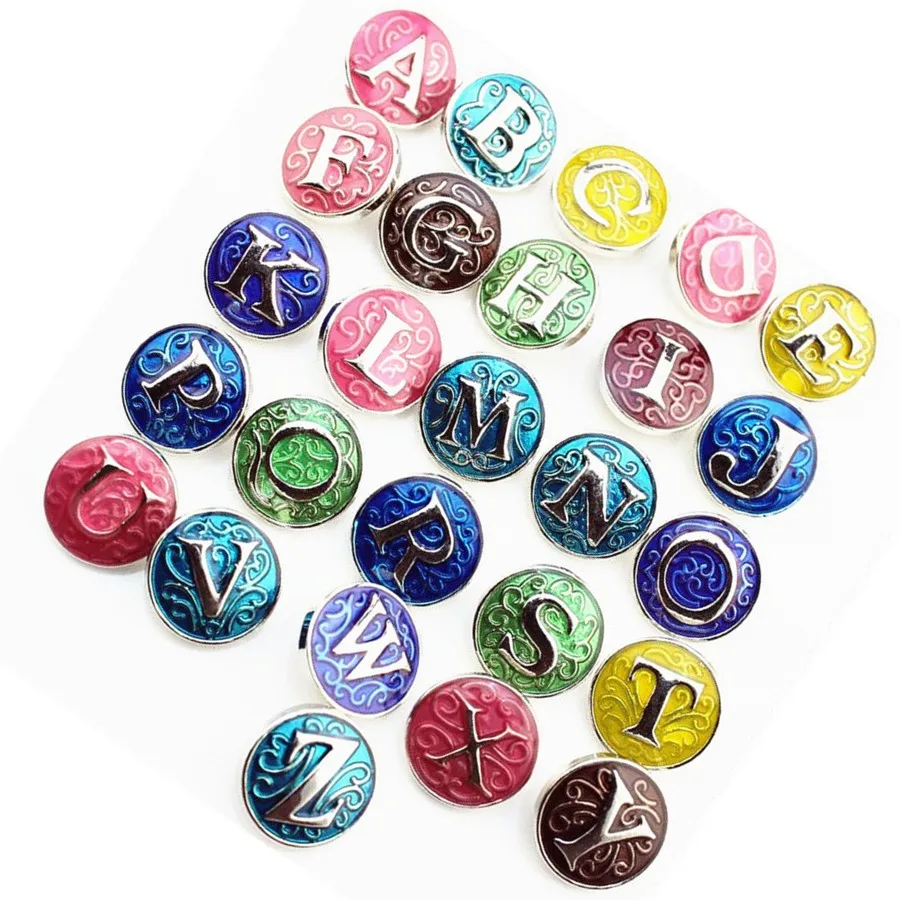 

New Initial Greek Letters Alphabet Snap Jewelry 18mm Metal Snap Button Fit Snap Bracelet Mixture Wholesale
