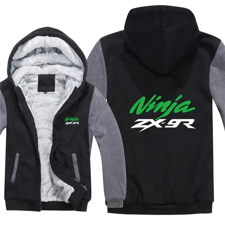 ZX-9R толстовки Мужская молния пальто флис утолщаются человек Кавасаки мотоцикл толстовка ниндзя пуловер