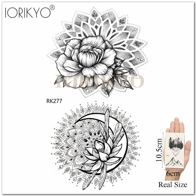 Large Mandala Temporary Tattoos For Women Girls Realistic Rose Flower Henna  Fake Gem Tattoo Sticker Boobs Body Waterproof Tatoos - Temporary Tattoos -  AliExpress