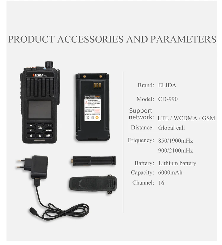 Rádio de Rede Talkie com Cartão Walkie Talkie Novo Produto Helida Cd990 2g3g4g Wifi Sim 100 km 10 Walkie talkie 100 km novo produto helida