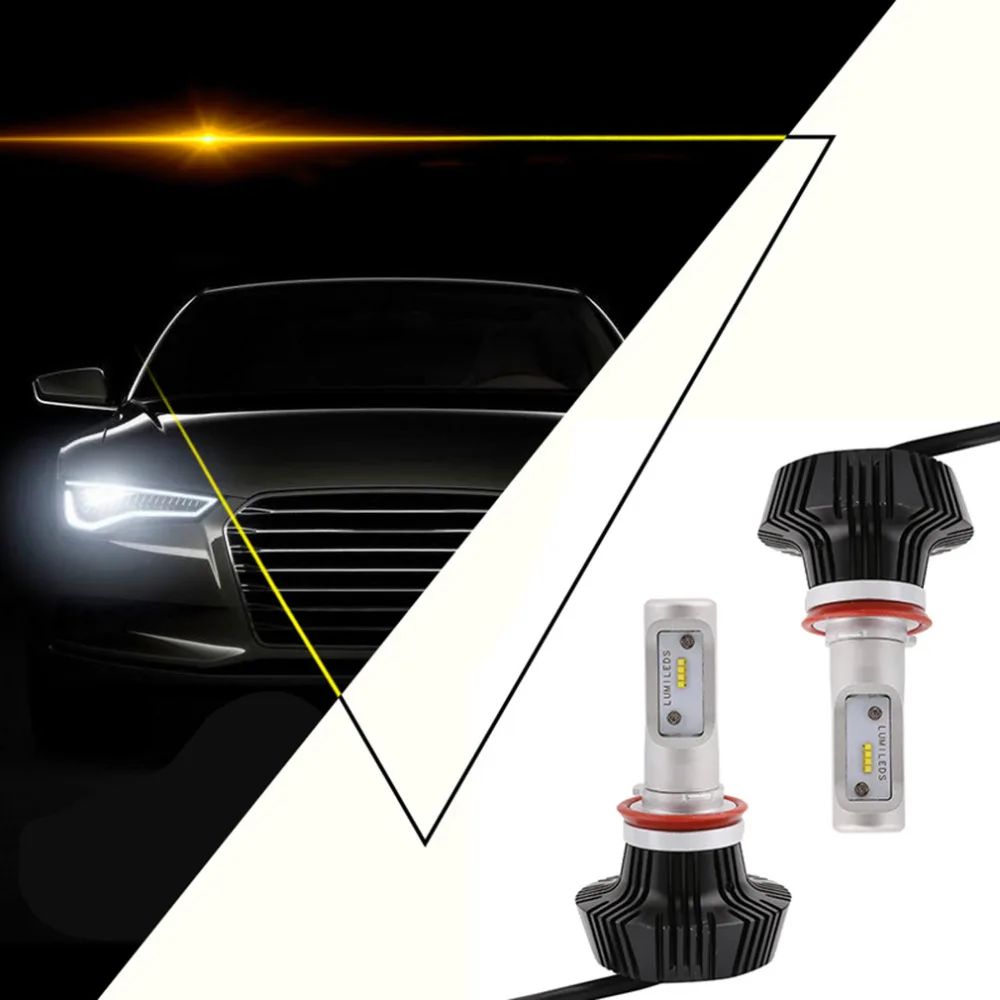 

Newly Silver 1Pair C8 H11 Car LED Headlamp Bulb Head lights Replace Xenon Headlights 8000lm 9V-36V 80W 6000K White LED Light