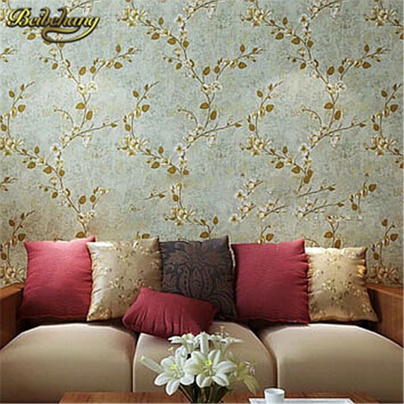 papel de parede. American natural rustic vintage flower wallpaper roll Pastoral Wall covering Floral wall paper fine background