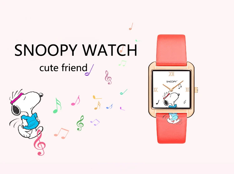 Snoopy часы женские модные кварцевые часы наручные часы девушки милый подарок кожаные часы настоящий бренд подарок водонепроницаемые