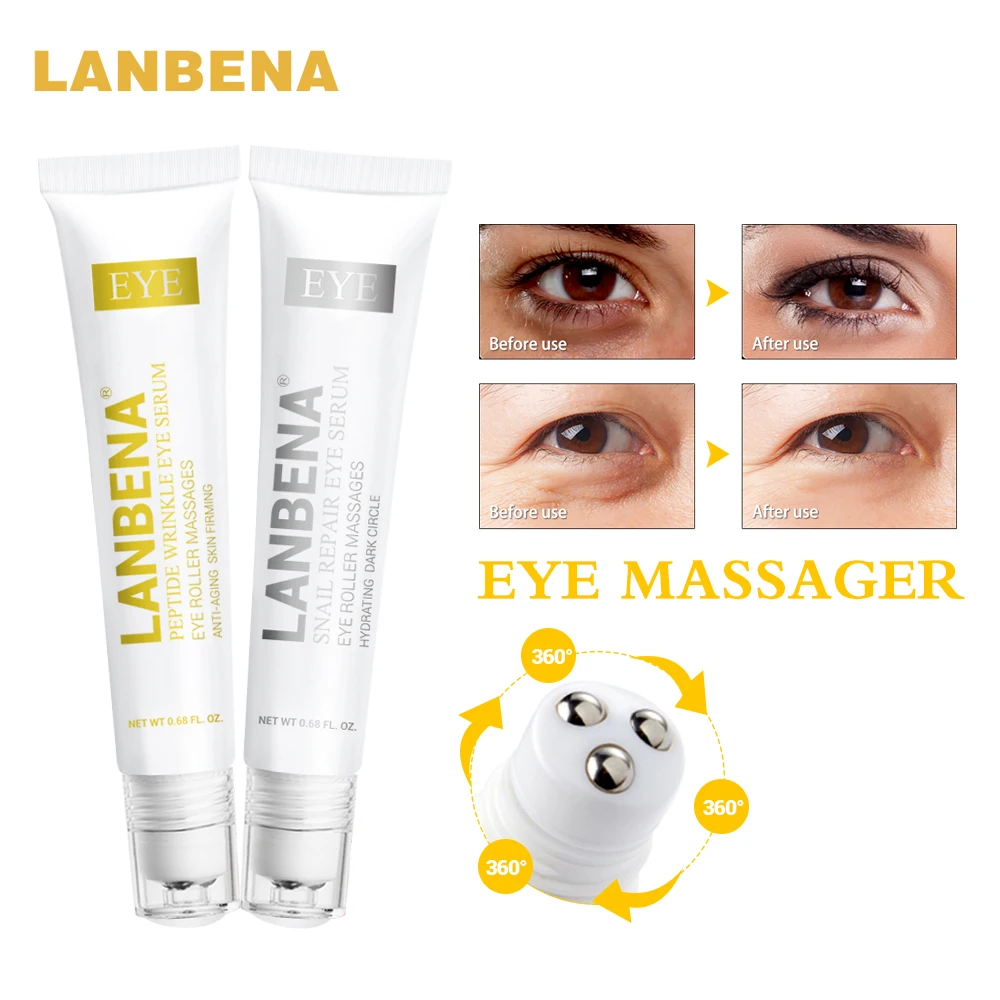 LANBENA peptide anti-aging eye Serum + Snail Repair Eye Cream Anti-wrinkle Dark round anti-puffiness Skin Care whitening 2 pcs.