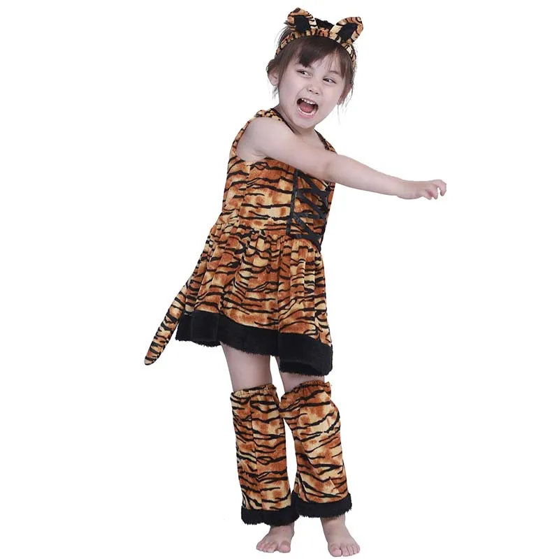 Eraspooky Cute Tiger Cosplay Girls Halloween Costume for Kids Tiger Stripes Dress Animal Fancy Dress Carnival Party Headband Eraspooky Cute Tiger Cosplay Girls Halloween Costume for Kids Tiger Stripes Dress Animal Fancy Dress Carnival Party Headband
