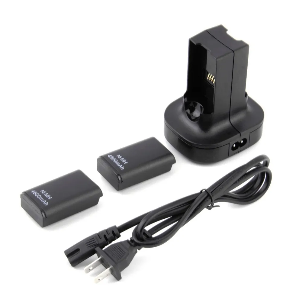 Горячая Новинка 1 шт. США plug зарядное устройство док-станция+ 2X4800 mAh аккумуляторная батарея для Xbox 360