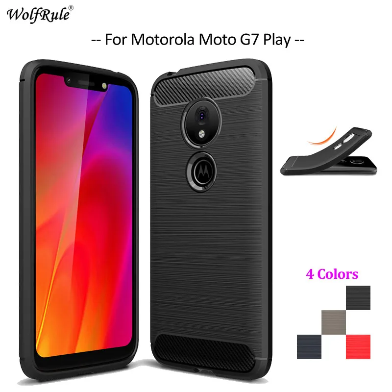 Чехол из углеродного волокна для телефона Motorola Moto G7 Play мягкий чехол ТПУ задняя