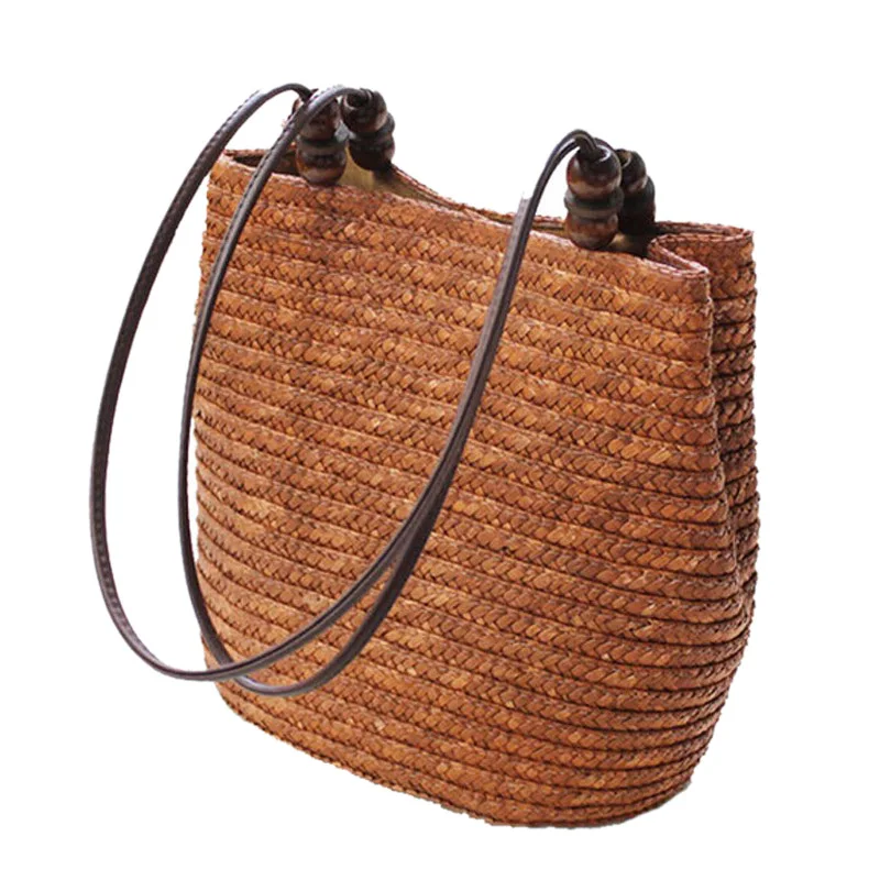 

Straw Bag Summer Bohemia Fashion Women Handbags Stripes Shoulder Bags Beach Bag Tote Bags Brown