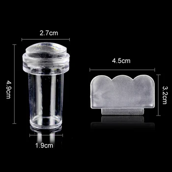 

2pcs/Set Transparent Square Jelly Silicone Clear Nail Art Seal Printing Stamper Manicure Printer Stamping Transfer+Scraper Kit
