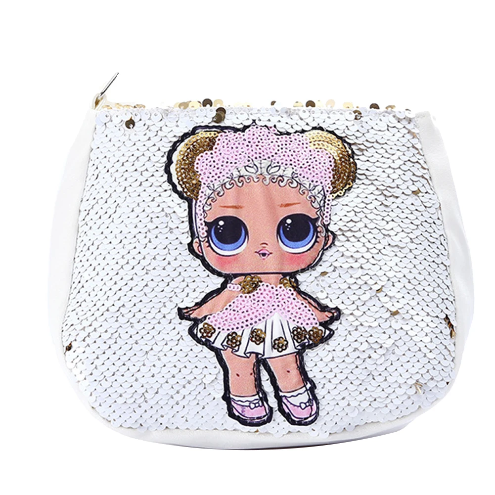 Hot Kawaii Children Glitter Sequined Cartoon Girl Zipper Crossbody Shoulder Bag