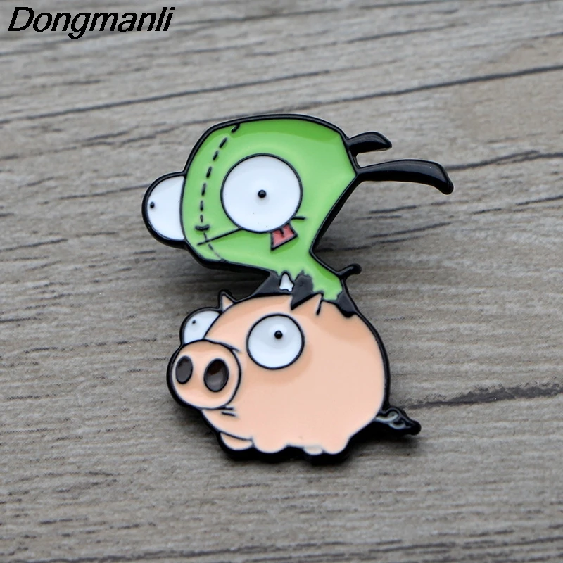 

L3676 Alien Invader ZIM Metal Brooches and Pins Enamel Pin for Backpack Bag Badge Brooch T-shirt Collar Jewelry 1pcs