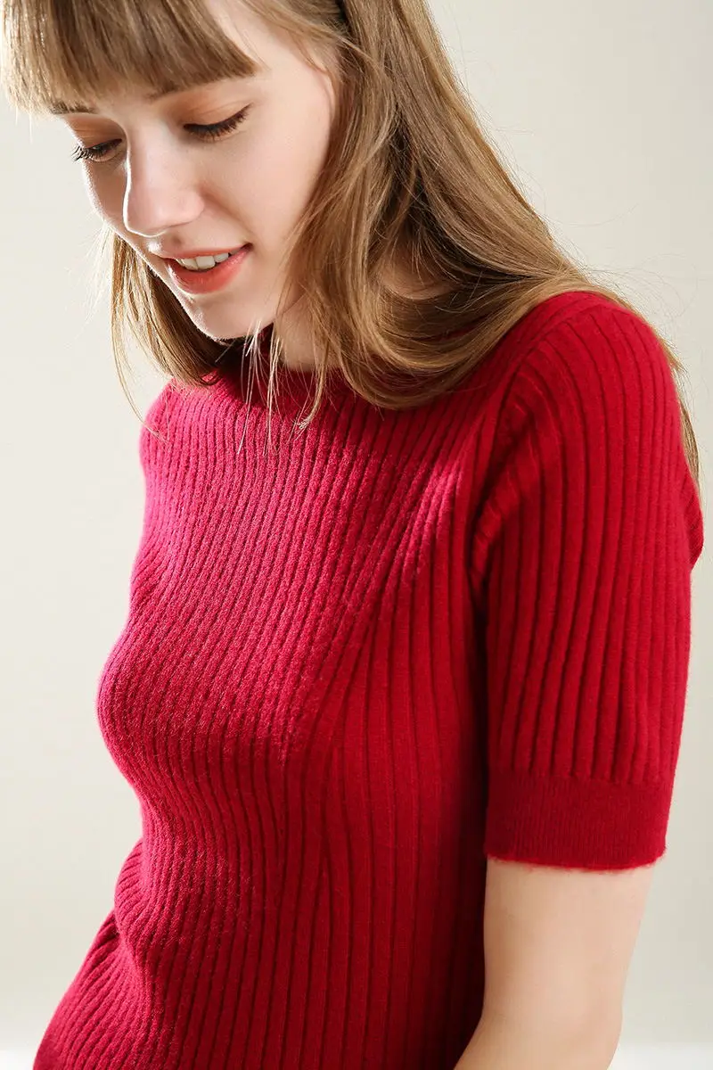 2019 Summer Cashmere Wool Sweater Spring Autumn Women Solid Short Sleeve O-neck Pullovers Jumper Knitted Sweaters 2019 Summer Cashmere Wool Sweater Spring Autumn Women Solid Short Sleeve O-neck Pullovers Jumper Knitted Sweaters