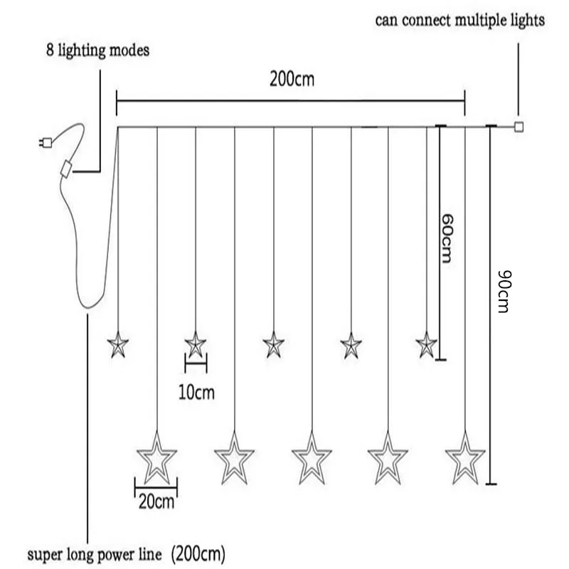 2M Led Christmas Stars Lights Indoor 220v LED Fairy Lights Holiday Lights For Party/New Year Decoration Christmas Lights