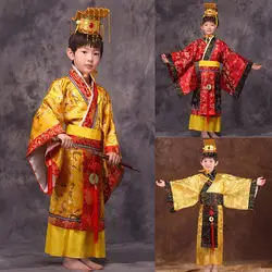 Древних мальчиков Китай китайский император костюм шляпа + платье императоров принц халат Костюмы костюмы Лелуш император Косплэй