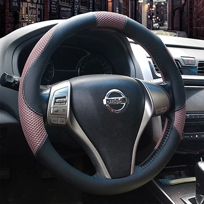 KKYSYELVA аксессуары для салона автомобиля черные автомобильные спортивные чехлы на руль кожаные 38 см автомобильные чехлы - Название цвета: 3